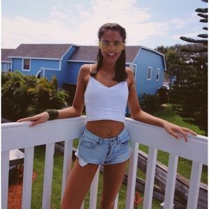 Light wash denim shorts